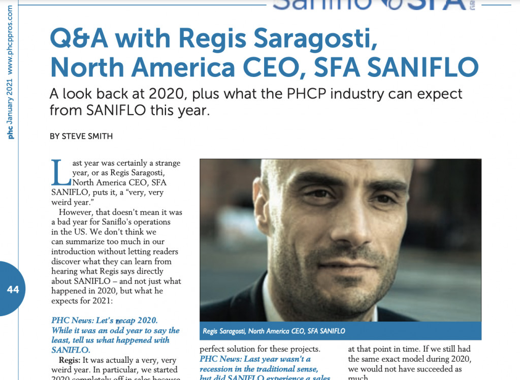 Q&A with Regis Saragosti, North America CEO, SFA SANIFLO