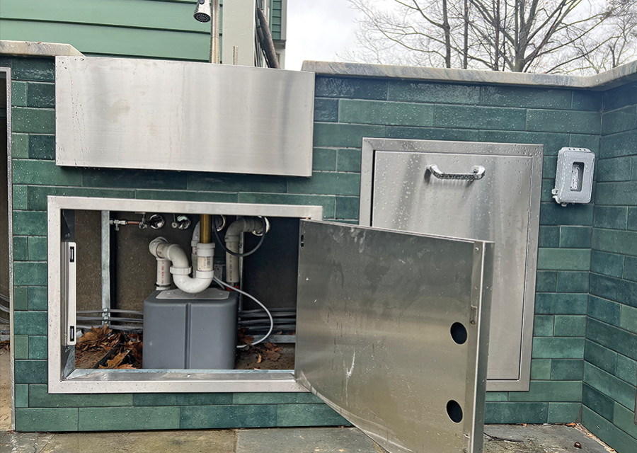 New Jersey Plumber Builds Outdoor Kitchen with Above-Ground Drainage Featuring Compact, but Powerful Gray Water Pump